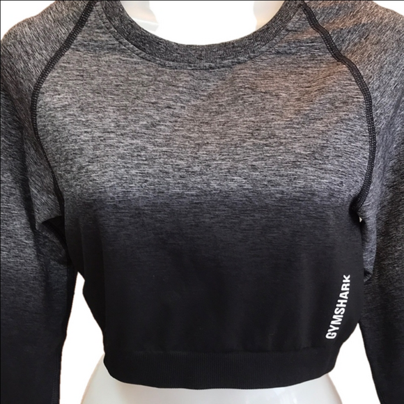Gymshark Adapt Ombre Women's Black and Grey Long Sleeve Seamless Crop Top NWOT - Picture 4 of 16